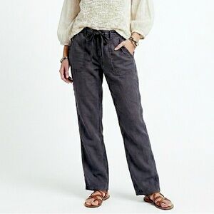 Vintage Linen Cotton MARY MCFADDEN Straight Pant Charcoal Mid Rise Quiet Luxury